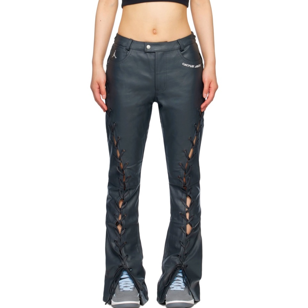 NIKE Jordan x Travis Scott / Cactus Jack - Leather Lace-Up Pants - Size 10